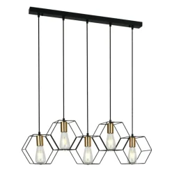 Best Sale Szeroka listwa z drucianymi kloszami PND-74889-5-BK z serii AINA Żyrandole Nowoczesne