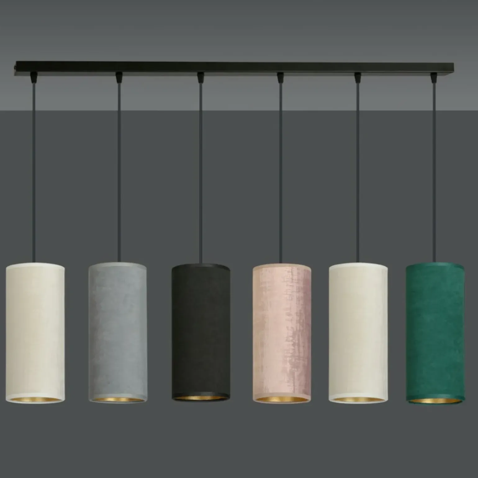 Online Szeroka listwa z różnokolorowymi abażurami 1068/6 BENTE | Kaja Żyrandole Nowoczesne