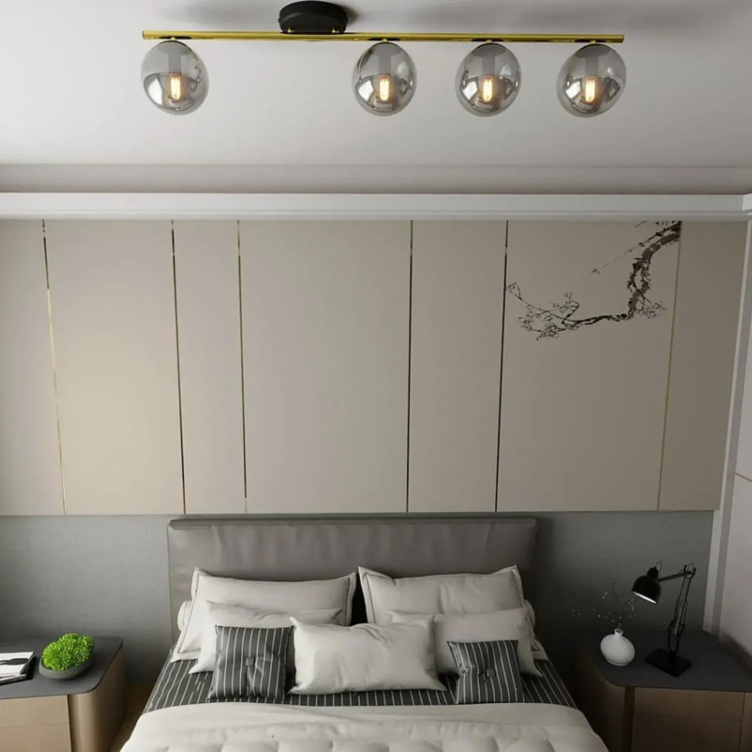 New Szeroka, ozdobna lampa sufitowa do salonu 1250/4 z serii MONZA | Kaja Żyrandole Nowoczesne