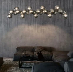 Store Szeroka, srebrna lampa wisząca MOD547PL-25CH DALLAS | Kaja Oświetlenie Żyrandole Nowoczesne