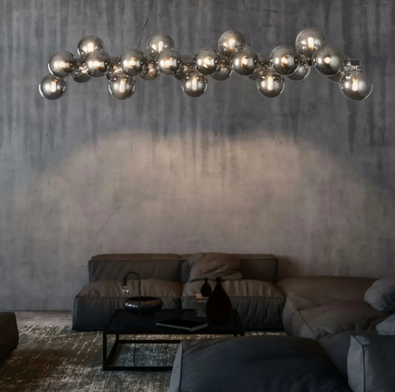 Store Szeroka, srebrna lampa wisząca MOD547PL-25CH DALLAS | Kaja Oświetlenie Żyrandole Nowoczesne