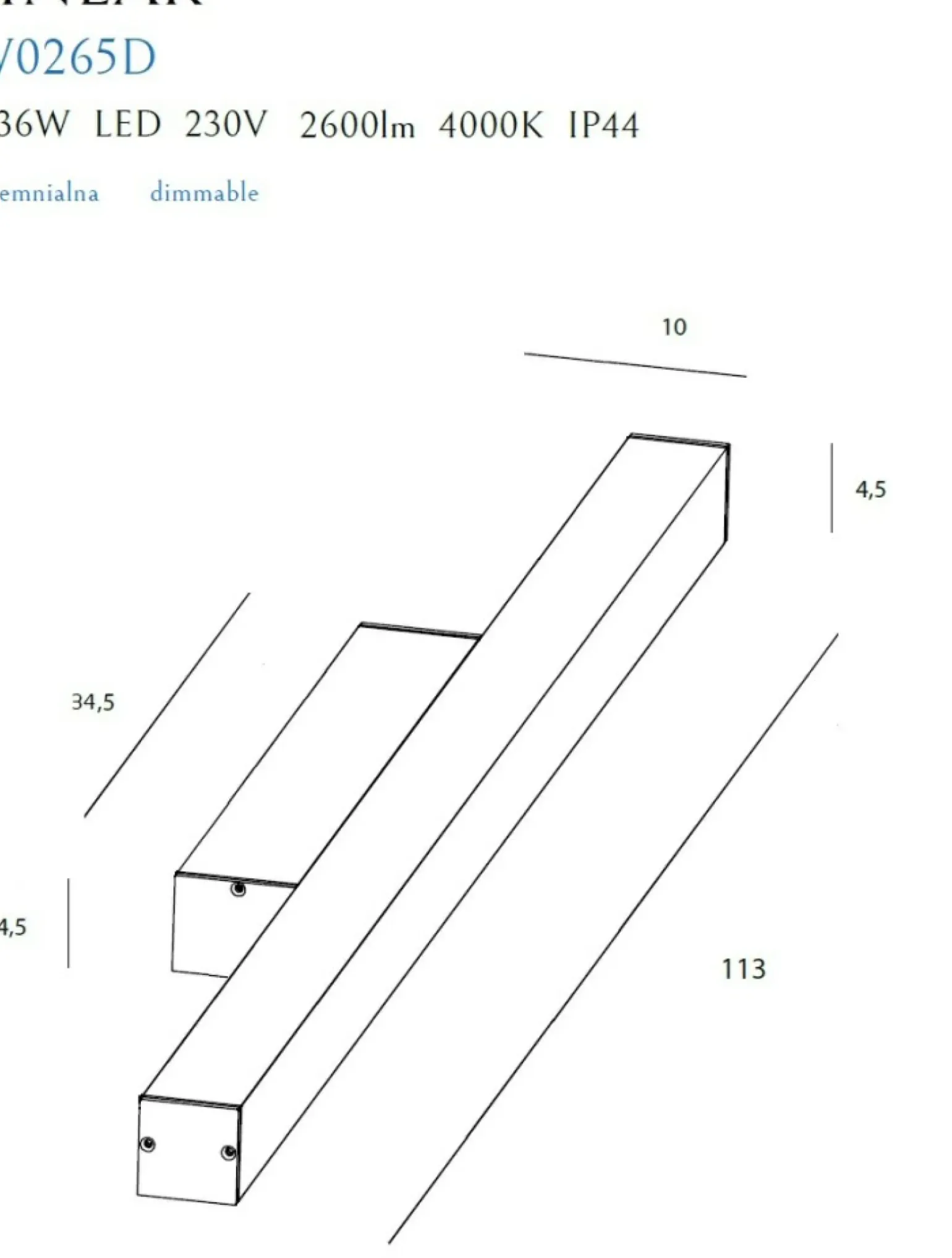Sklep Kaja Szeroki kinkiet LED do łazienki 113cm MX W0265 LINEAR | Kaja