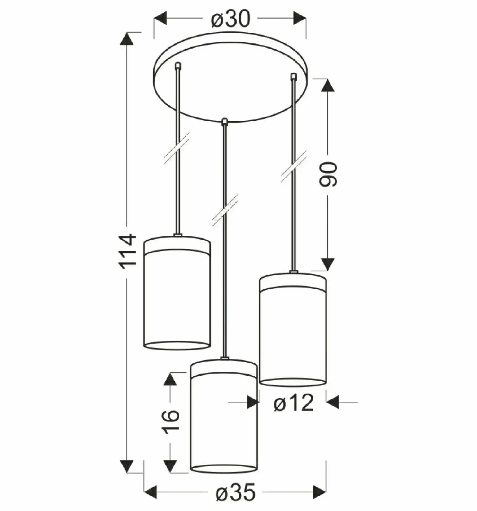 Best Szklana lampa wisząca do salonu, na 3 żarówki 33-22011 z serii WELS | Kaja Oświe Żyrandole Nowoczesne