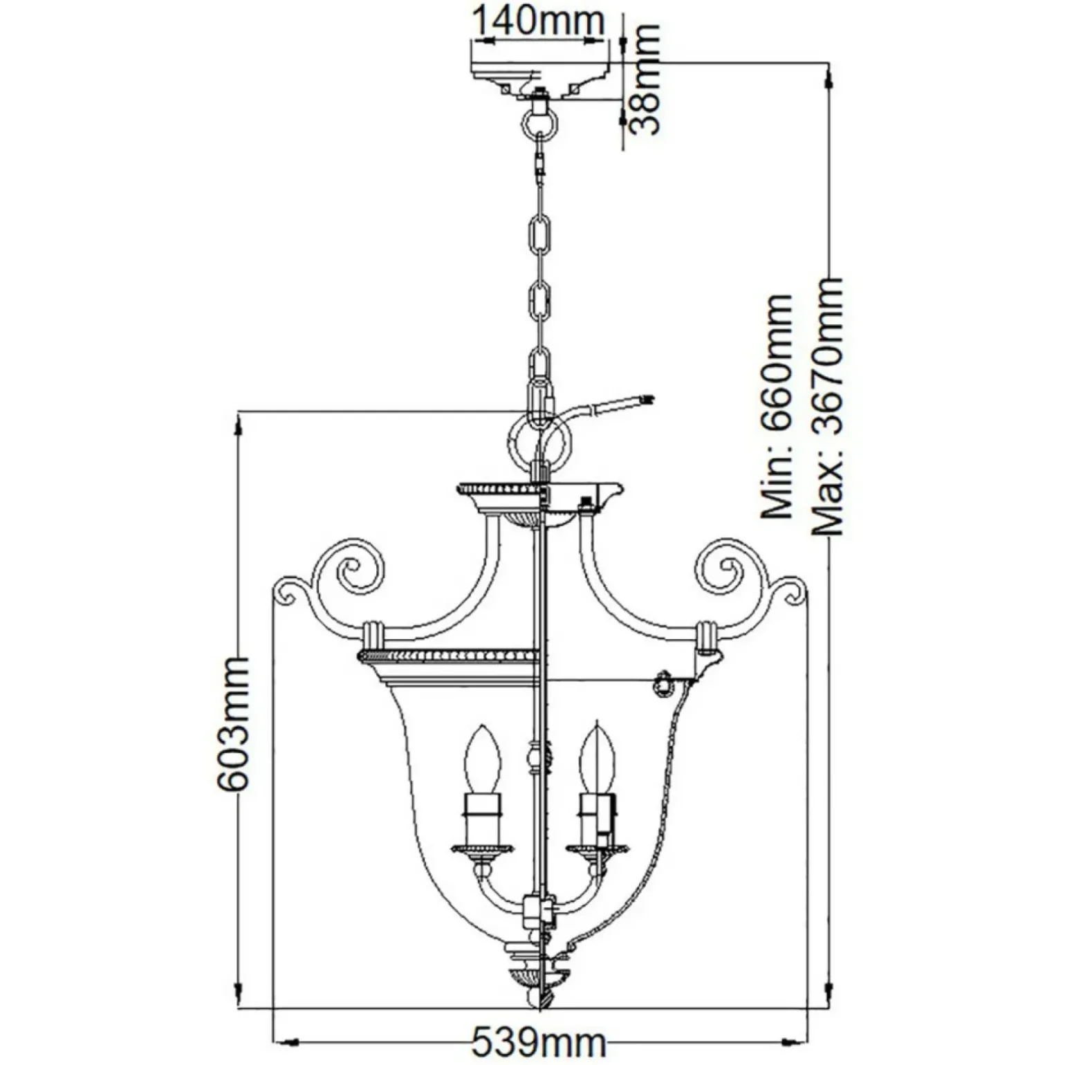 Sklep Kaja Szklana lampa wisząca, pałacowa HK-CAMBRIDGE-P-S z serii CAMBRIDGE