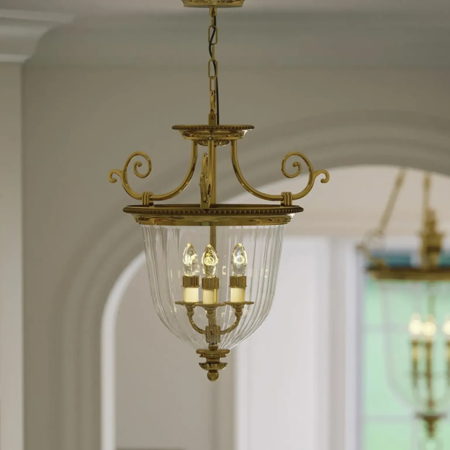 Sklep Kaja Szklana lampa wisząca, pałacowa HK-CAMBRIDGE-P-S z serii CAMBRIDGE