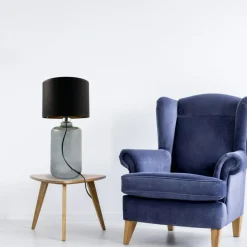 Sklep Kaja Szklana lampka z czarno-złotym abażurem 5505BKGO SAMASUN | Kaja