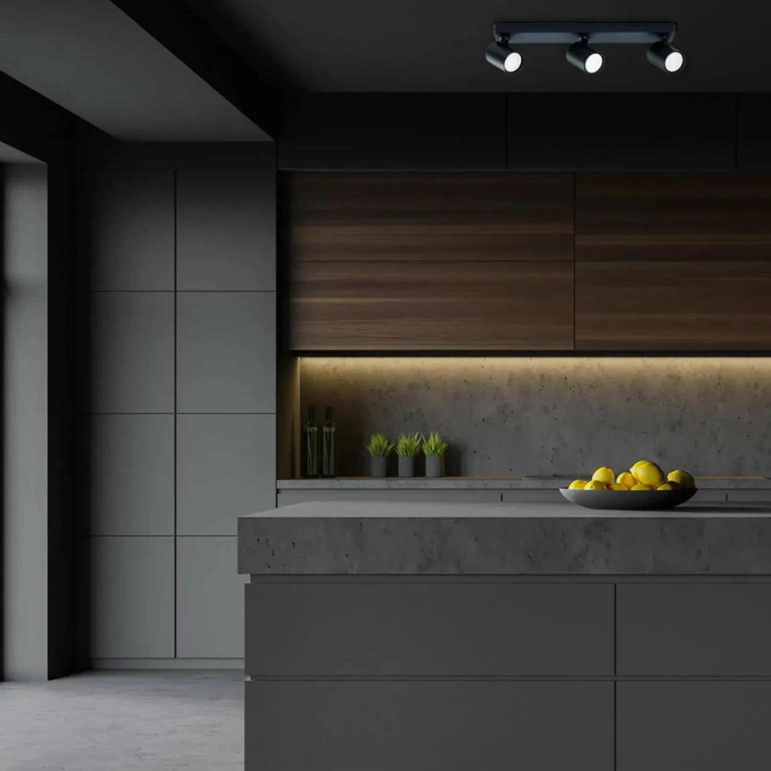 New Szyna z reflektorami, do korytarza LP-731/3W BK SNOW | Kaja Żyrandole Nowoczesne