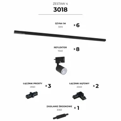 Sklep Kaja Szynoprzewód komplet kształt U ze spotami 2mx2mx2m ZM 3018 | Kaja