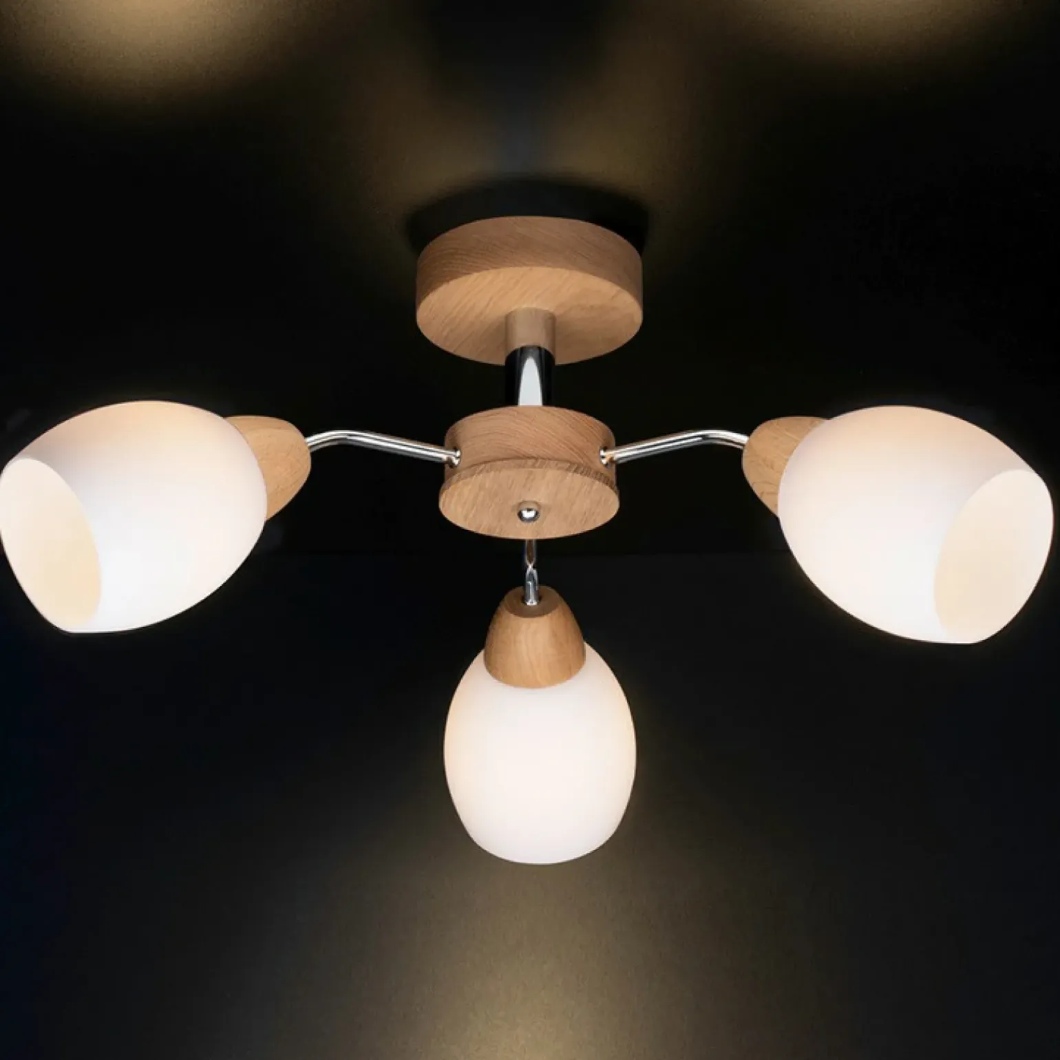 Sklep Kaja Trójramienna, drewniana lampa do sypialni 8320374 PARMA WOOD | Kaja