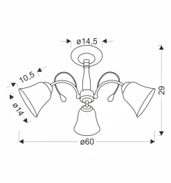 Sklep Kaja Trójramienna, elegancka lampa sufitowa 33-22424 ORA | Kaja Oświetlenie