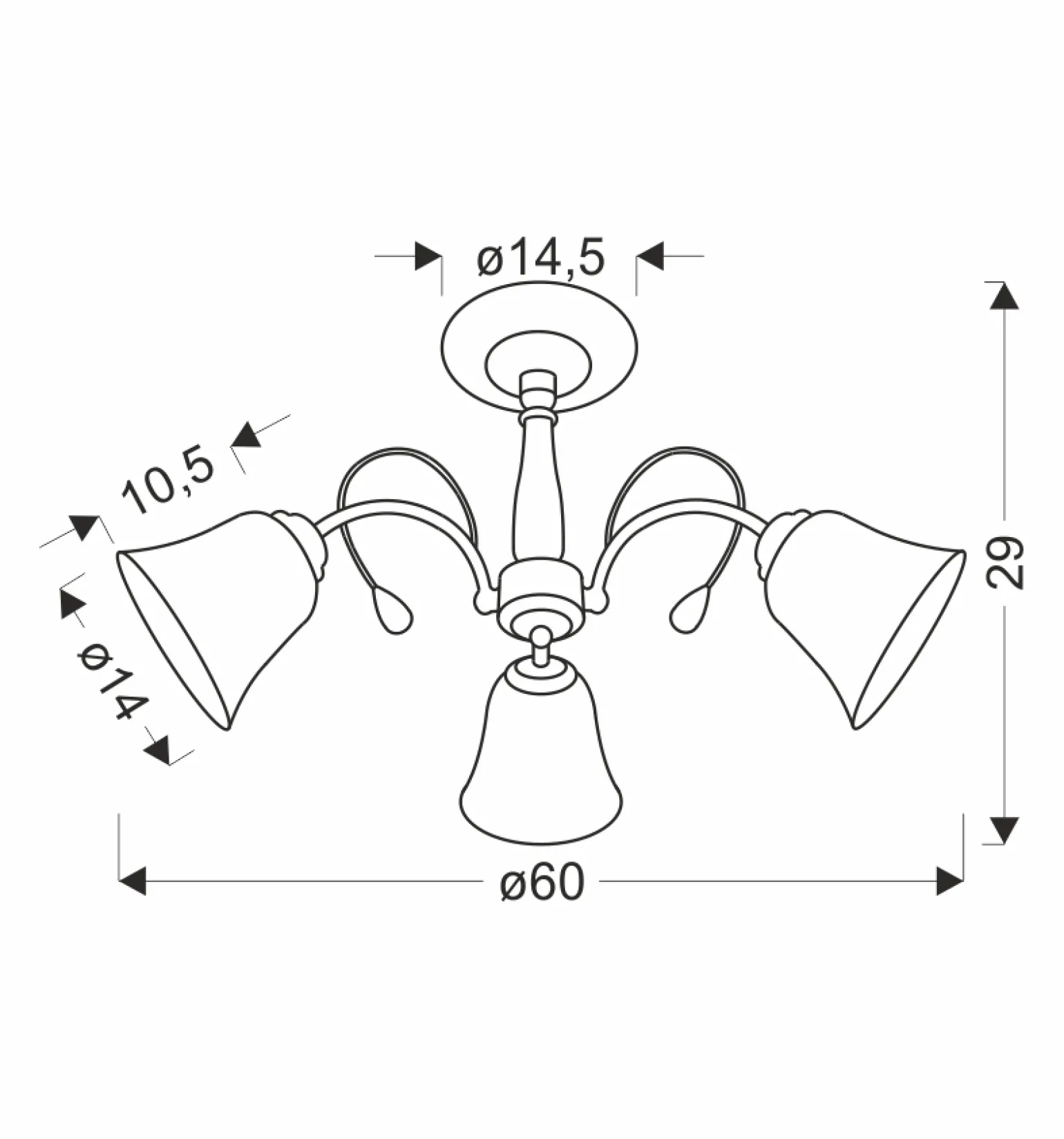 Sklep Kaja Trójramienna, elegancka lampa sufitowa 33-22424 ORA | Kaja Oświetlenie