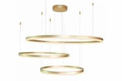 Cheap Trzy złote ledowe koła wisząca 3000K do salonu AZ4708 HALO | Kaja Żyrandole Nowoczesne