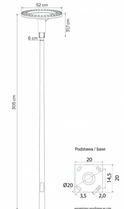 Sklep Kaja Trzymetrowa lampa parkowa, wbudowany LED 60W STRMAX-3000 z serii STER | Kaja Ośw