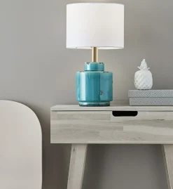 Sklep Kaja Turkusowa lampka stołowa z abażurem 106606 | Kaja Oświetlenie
