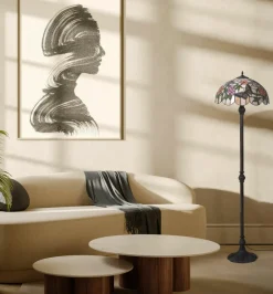 Sklep Kaja Unikalna lampa podłogowa, dekoracyjny witraż K-F16835 z serii ROSE