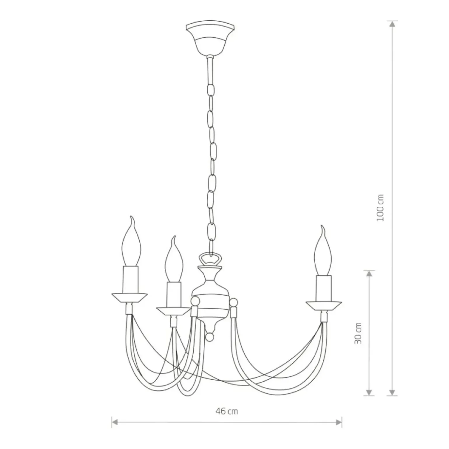 Sklep Kaja Świecznikowa, trójramienna lampa wisząca 204 ARES | Kaja Oświetlenie