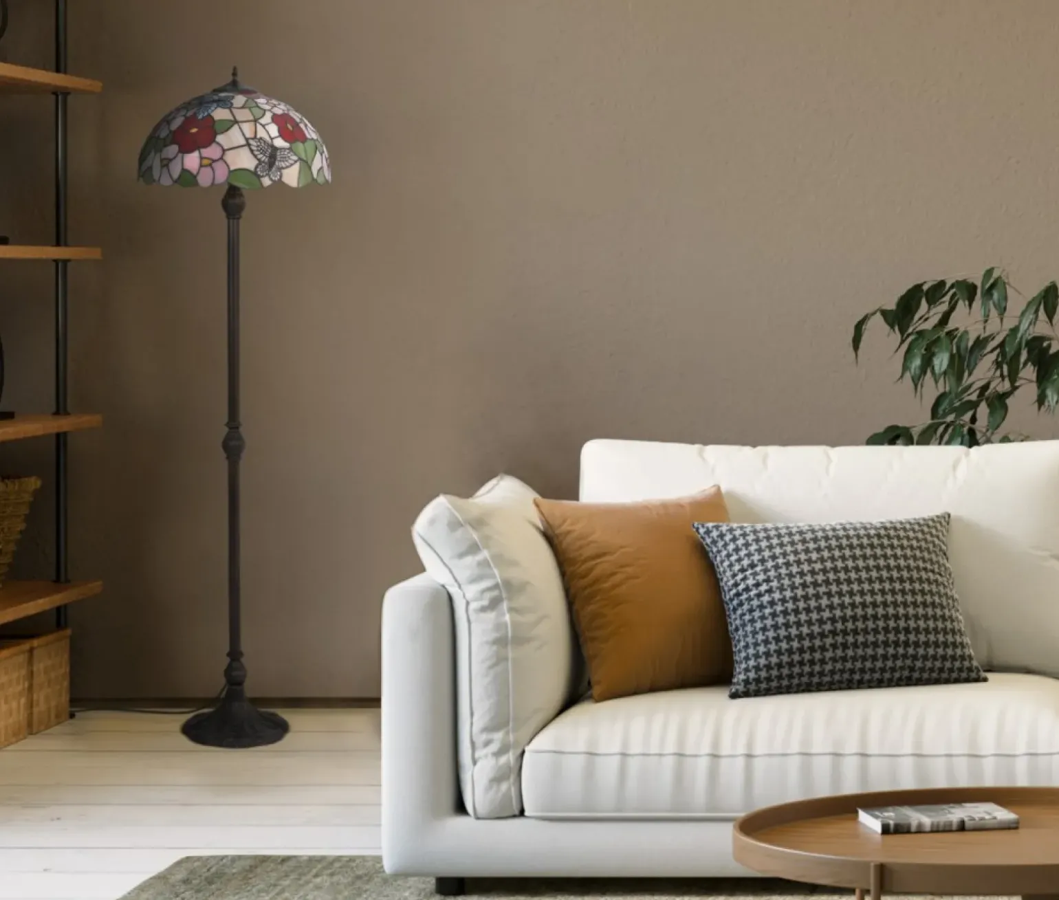 Sklep Kaja Wielobarwna lampa podłogowa, witraż K-F161386 z serii BUTTERFLY