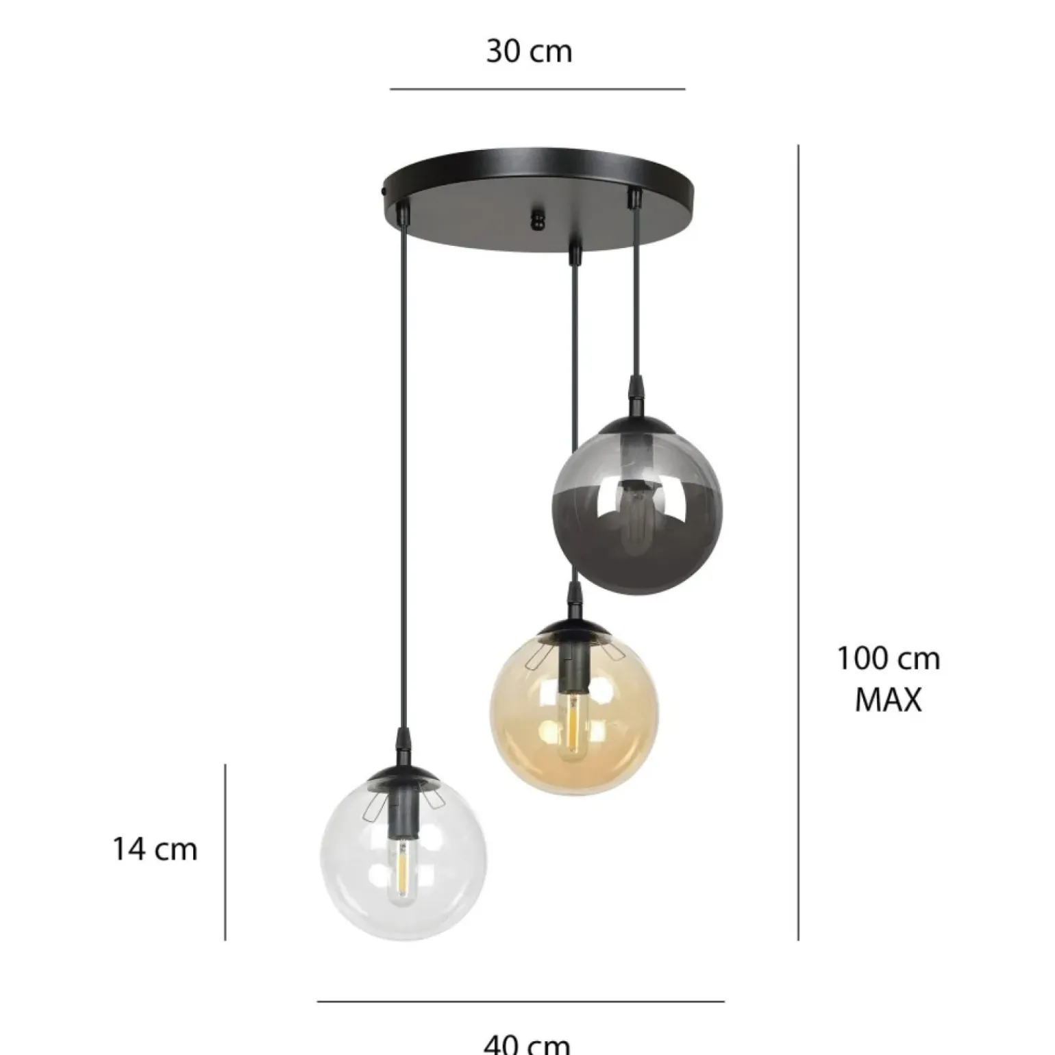 Flash Sale Wielokolorowa lampa wisząca z kulami 714/3PREM | Kaja Oświetlenie Żyrandole Nowoczesne