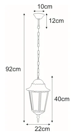 Sklep Kaja Wisząca lampa zewnętrzna na taras K-5006H CZ/ZŁ LOZANA | Kaja