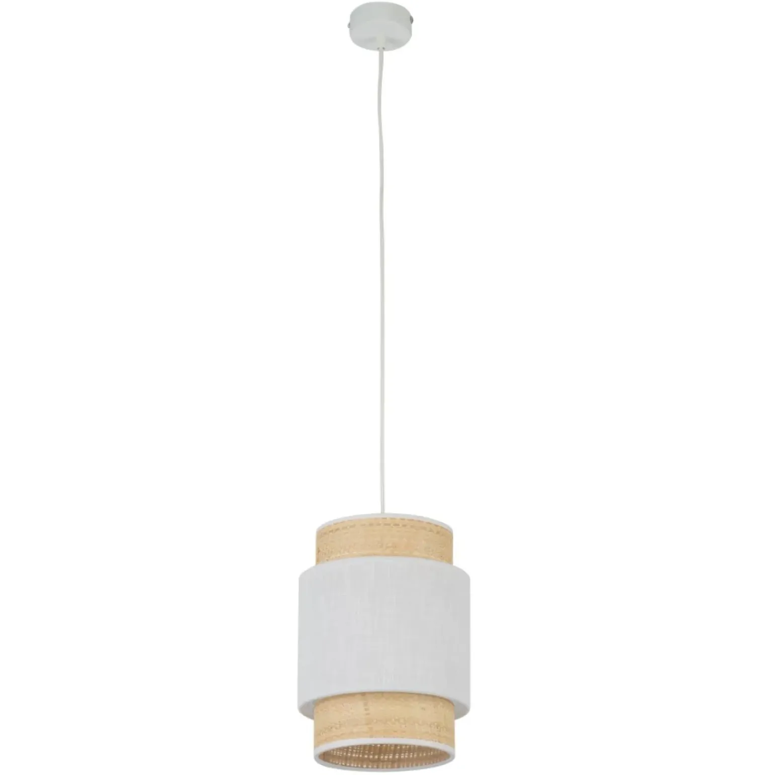 Clearance Wąska, abażurowa lampa wisząca do jadalni TK 5652 BOHO NEW WHITE Żyrandole Nowoczesne