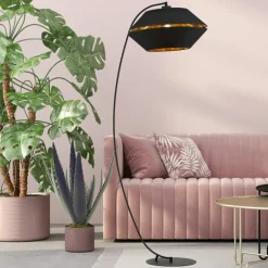 Sklep Kaja Wygięta lampa z abażurem ze złotym wnętrzem 1183/LP z serii PIANO