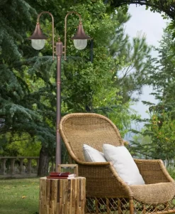 Sklep Kaja Wysoka dwuramienna latarnia ogrodowa K-8127 CZ/ZŁ BOSTON | Kaja
