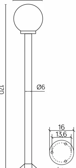 Sklep Kaja Wysoka, klasyczna lampa stojąca, pionowa K 5002/1/K 200 z serii KULE | Kaja Oświ