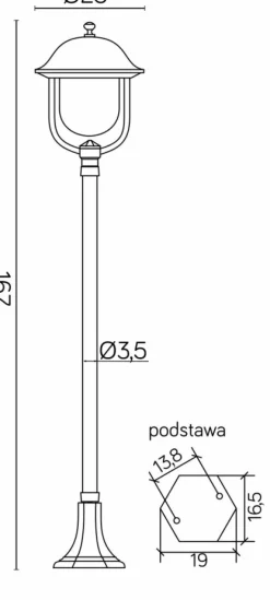 Sklep Kaja Wysoka lampa ogrodowa, do oświetlenia drogi K 5002/1/O z serii PRINCE | Kaja Ośw