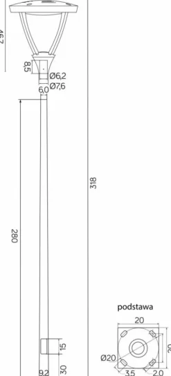 Sklep Kaja Wysoka lampa ogrodowa ledowa, latarnia MLS-LB-22A z serii MARS | Kaja Oświetleni