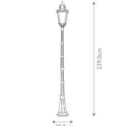 Sklep Kaja Wysoka lampa ogrodowa, wys. 239cm BT5-L z serii BALTIMORE