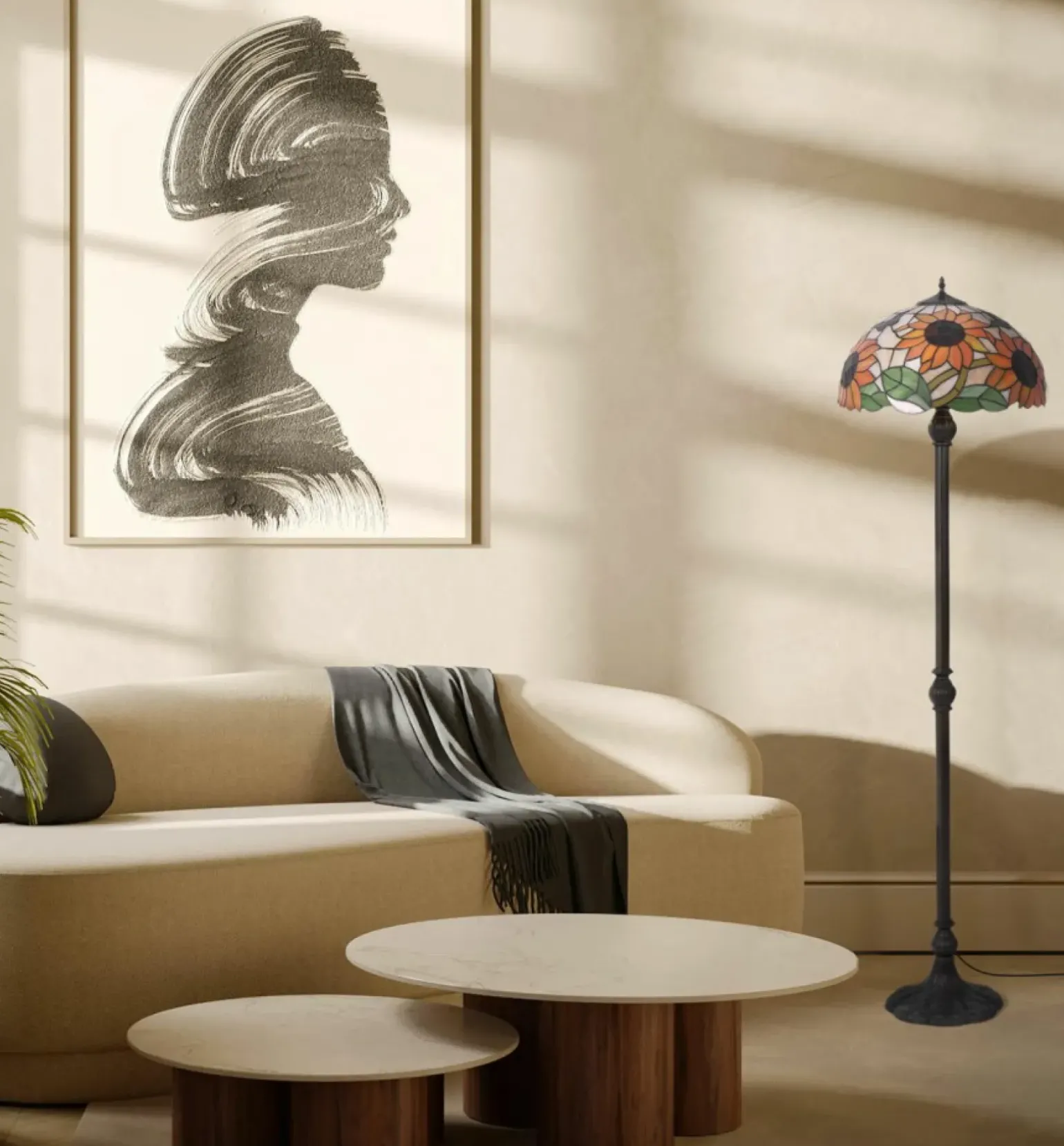 Sklep Kaja Wysoka lampa podłogowa z okazałym kloszem K-F16814 z serii SUNFLOWER