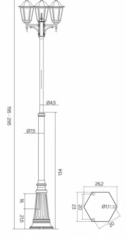 Sklep Kaja Wysoka latarnia, trzy punkty świetlne OGMWN 3 z serii RETRO CLASSIC | Kaja Oświe