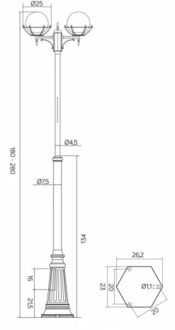 Sklep Kaja Wysoka, regulowana lampa ogrodowa z kloszami OGMWN 2 KPO