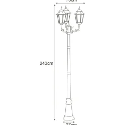 Sklep Kaja Wysoka zewnętrzna latarnia K-7009A2/3 CZ/ZŁ STANDARD | Kaja