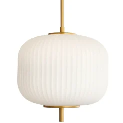 Best Wyszukana lampa wisząca z kloszem PND-28798A-1-GD-WH z serii OLMETO Żyrandole Nowoczesne