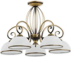 Sklep Kaja Żyrandol antyczne złoto z kloszami O2495 W5 PAT INDRA | Kaja