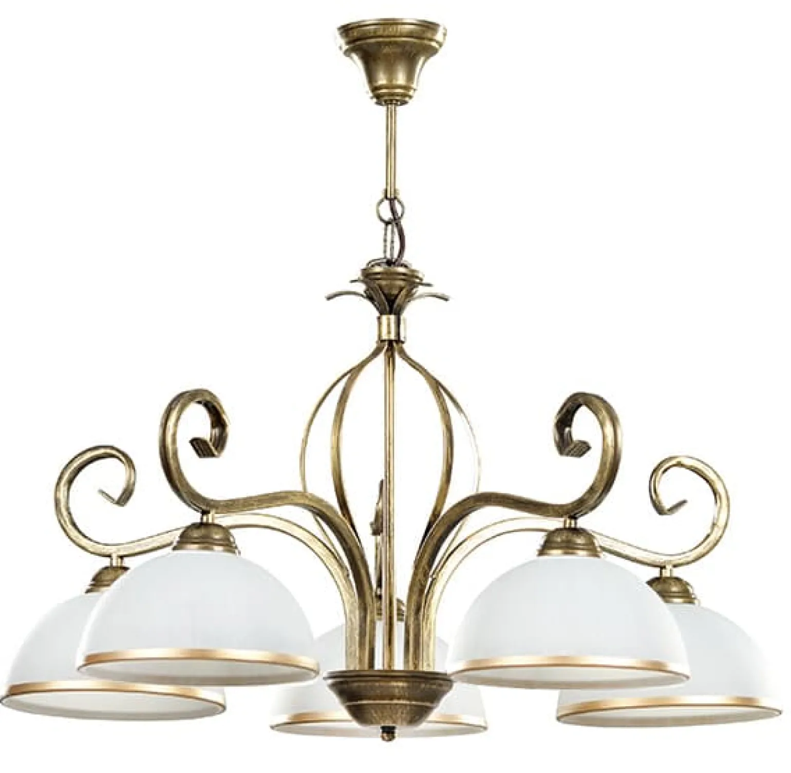 Sklep Kaja Żyrandol do salonu w stylu vintage, białe klosze 149/5 WIVARA | Kaja