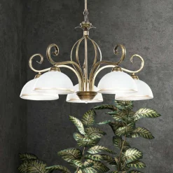 Sklep Kaja Żyrandol do salonu w stylu vintage, białe klosze 149/5 WIVARA | Kaja