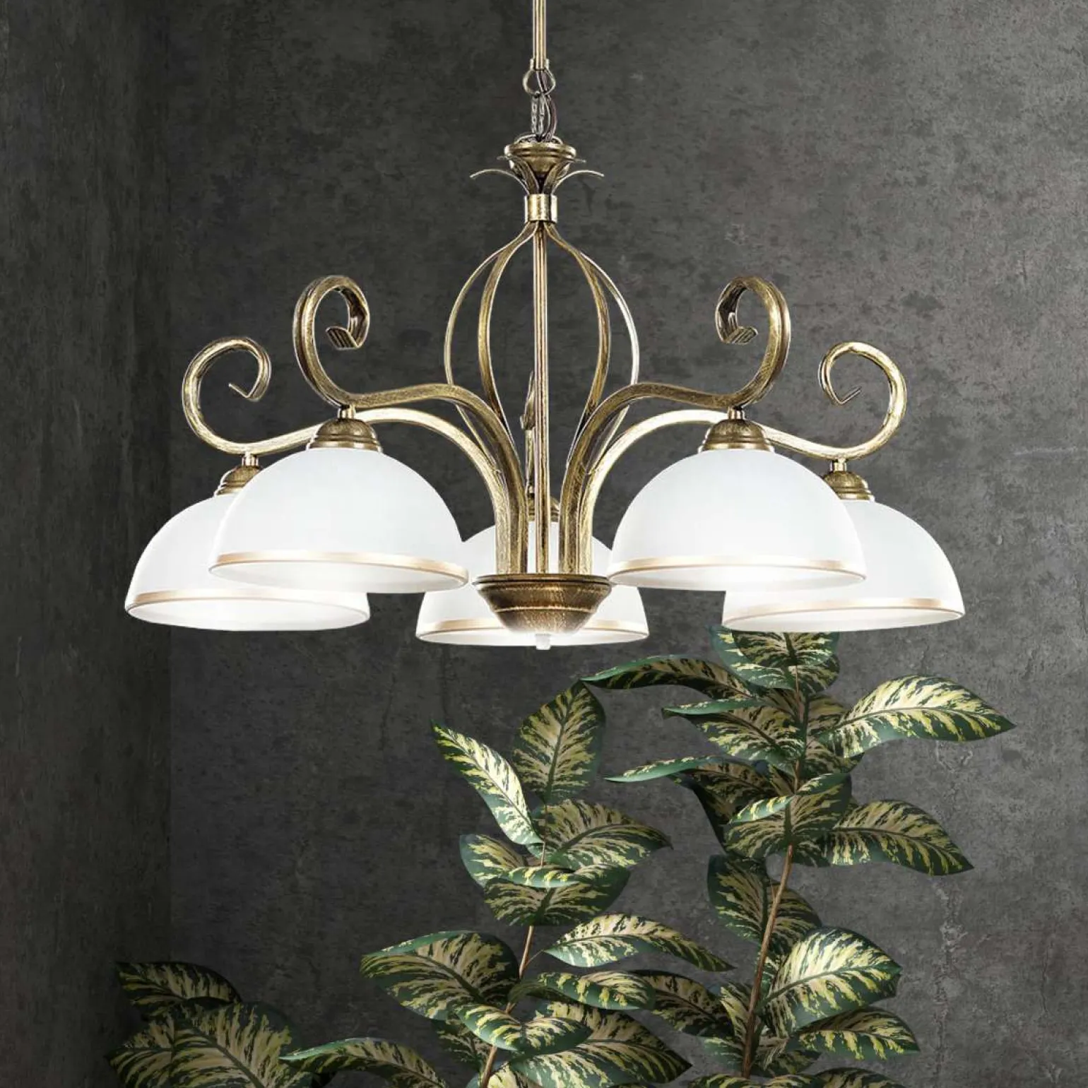 Sklep Kaja Żyrandol do salonu w stylu vintage, białe klosze 149/5 WIVARA | Kaja