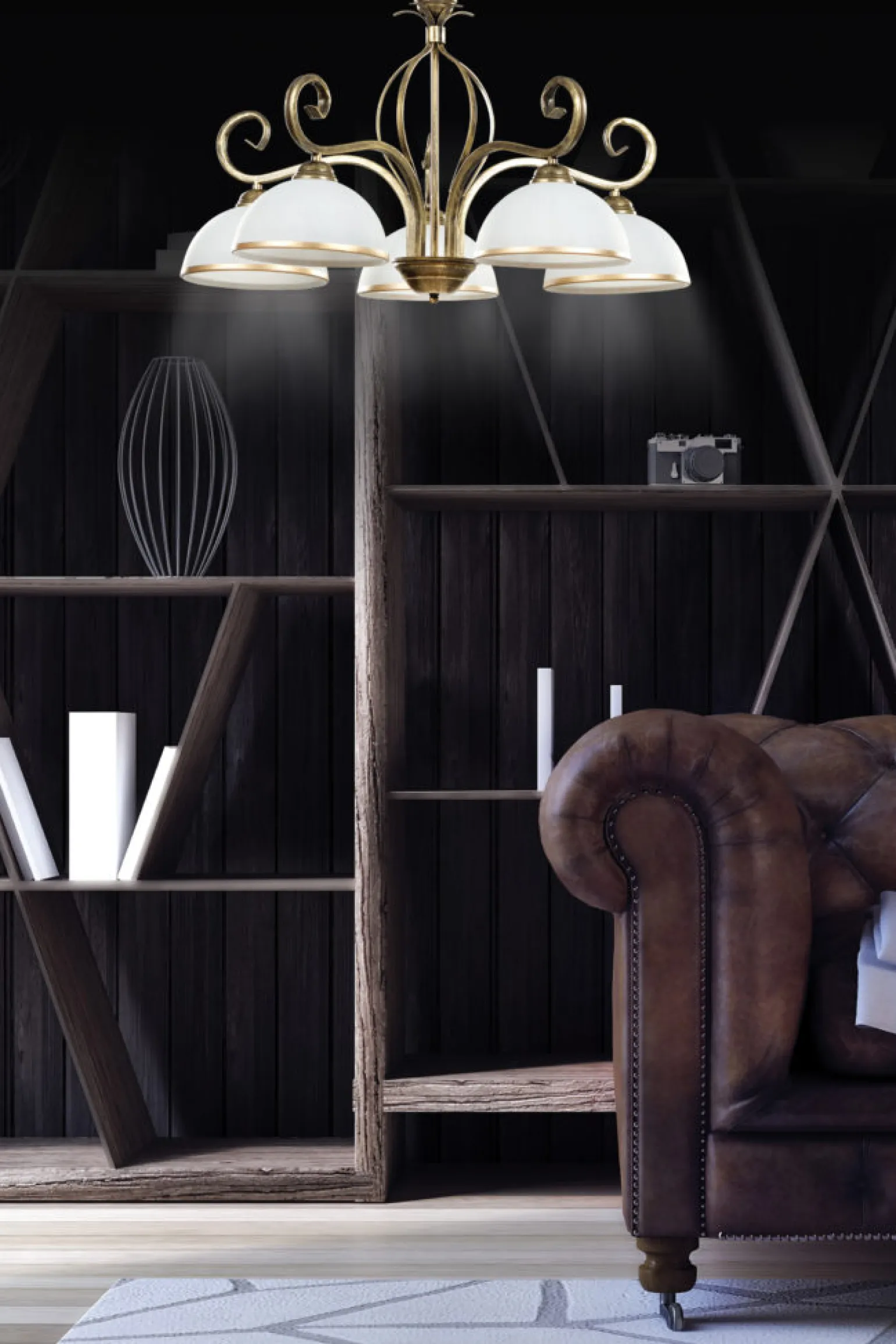 Sklep Kaja Żyrandol do salonu w stylu vintage, białe klosze 149/5 WIVARA | Kaja