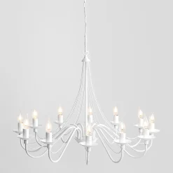 Sklep Kaja Żyrandol duży biały świecznik do salonu 397R 12-PŁ RÓŻA | Kaja