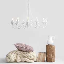 Sklep Kaja Żyrandol duży biały świecznik do salonu 397R 12-PŁ RÓŻA | Kaja