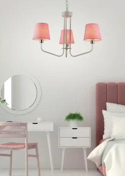 Store Żyrandol dziewczęcy różowe abażury LEDEA 50203097 YORK | Kaja Żyrandole Nowoczesne