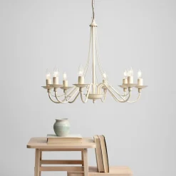 Sklep Kaja Żyrandol kremowy świecznik do salonu 397R9 12-PŁ RÓŻA | Kaja