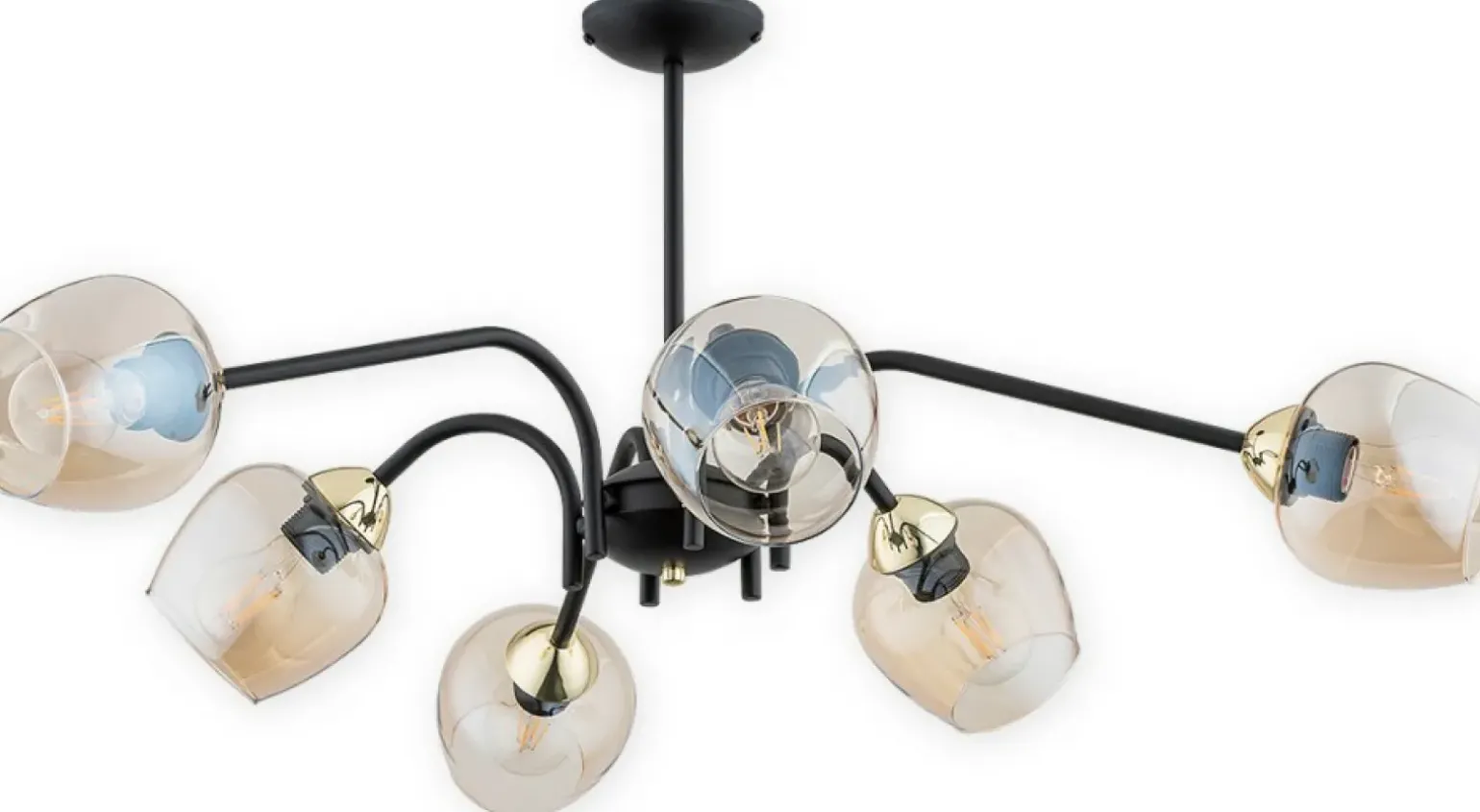 Sklep Kaja Żyrandol z bursztynowymi kloszami O3066 W6 CZA ZL KATLA | Kaja