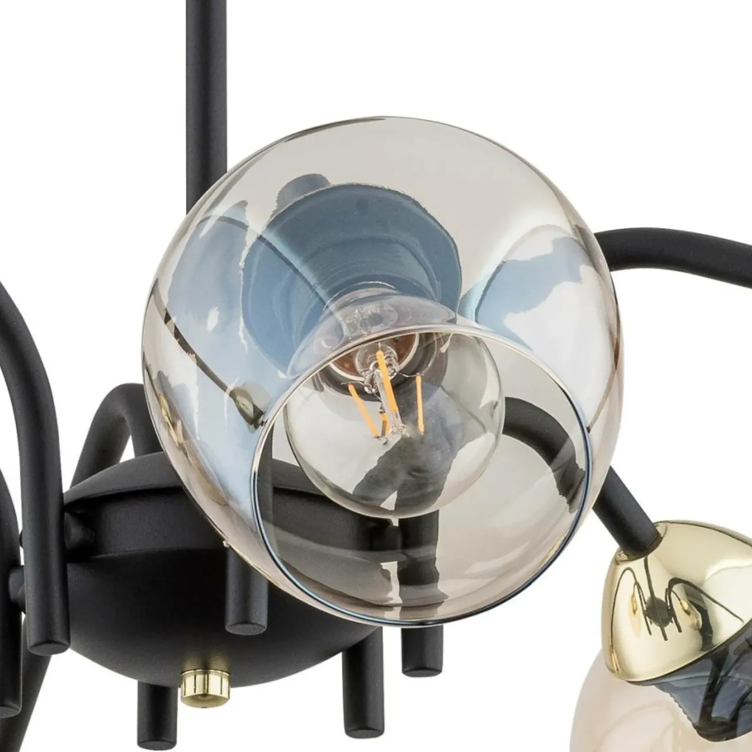 Sklep Kaja Żyrandol z bursztynowymi kloszami O3066 W6 CZA ZL KATLA | Kaja