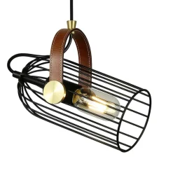 Store Żyrandol z drucianym kloszem PND-2445-1-BK ANTOIN | Kaja Oświetlenie Żyrandole Nowoczesne