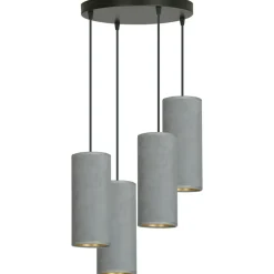 Flash Sale Żyrandol z szaro-złotymi abażurami 1060/4PREM BENTE PREMIUM | Kaja Żyrandole Nowoczesne