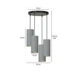 Flash Sale Żyrandol z szaro-złotymi abażurami 1060/4PREM BENTE PREMIUM | Kaja Żyrandole Nowoczesne