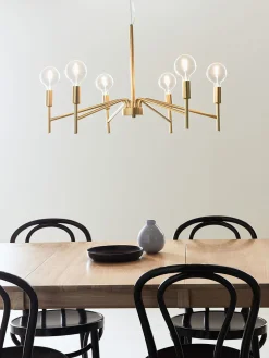 Sklep Kaja Żyrandol ze złotą oprawą i odsłoniętymi żarówkami 108210 | Kaja